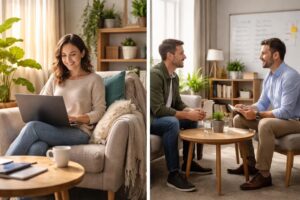 découvrez les avantages du coaching en ligne par rapport au coaching en présentiel, incluant flexibilité, accessibilité et personnalisation pour optimiser votre développement personnel.