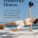 Femme pratiquant le Pilates dans un studio lumineux pour un défi de remise en forme.