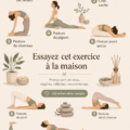 Femme en train de faire un exercice relaxant chez elle pour un bien-être optimal.