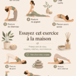 Femme en train de faire un exercice relaxant chez elle pour un bien-être optimal.