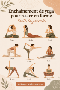 Femme pratiquant un flow de yoga rapide au lever du soleil