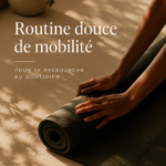Femme pratiquant une routine de mobilité douce dans un environnement calme