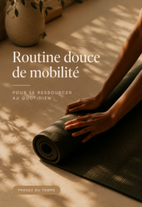 Femme pratiquant une routine de mobilité douce dans un environnement calme