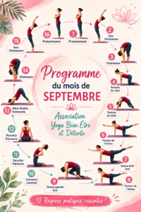 Femme pratiquant le yoga dans un parc en septembre.