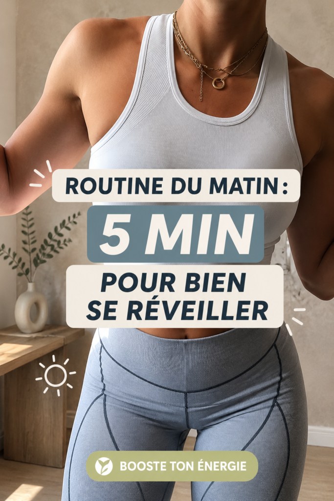 femme pratiquant des étirements matinaux dans son salon