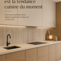 Cuisine au style Japandi avec un mobilier en bois clair et des couleurs neutres.