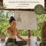 Personne pratiquant le pranayama dans un environnement calme et apaisant, illustrant l'équilibre entre corps et esprit.
