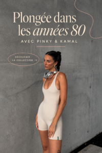Collection de vêtements inspirée des années 80 par Pinky & Kamal représentant des couleurs vives et des motifs audacieux.