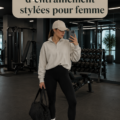 Femme portant une tenue de sport stylée tout en s'entraînant dans un parc