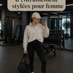 Femme portant une tenue de sport stylée tout en s'entraînant dans un parc