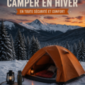 Femme se préparant pour un camping d'hiver avec équipement adapté