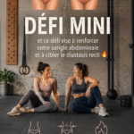 Femme réalisant des exercices de renforcement abdominal dans un salon lumineux.