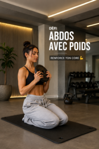 Femme réalisant des exercices abdominaux avec poids pour tonifier sa silhouette