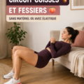 Femme s'entraînant à la maison pour renforcer ses cuisses et fessiers sans matériel