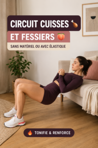 Femme s'entraînant à la maison pour renforcer ses cuisses et fessiers sans matériel