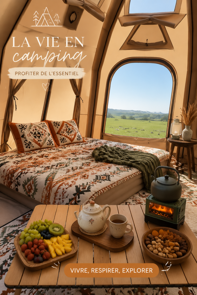 Camping familial dans une forêt verdoyante