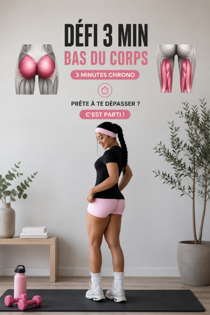 Femme effectuant des exercices pour le bas du corps pendant un défi de 3 minutes