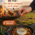 Repas savoureux préparé autour d'un feu de camp