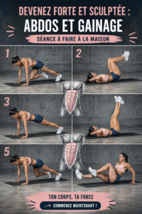 Une femme pratiquant des exercices abdominaux à la maison