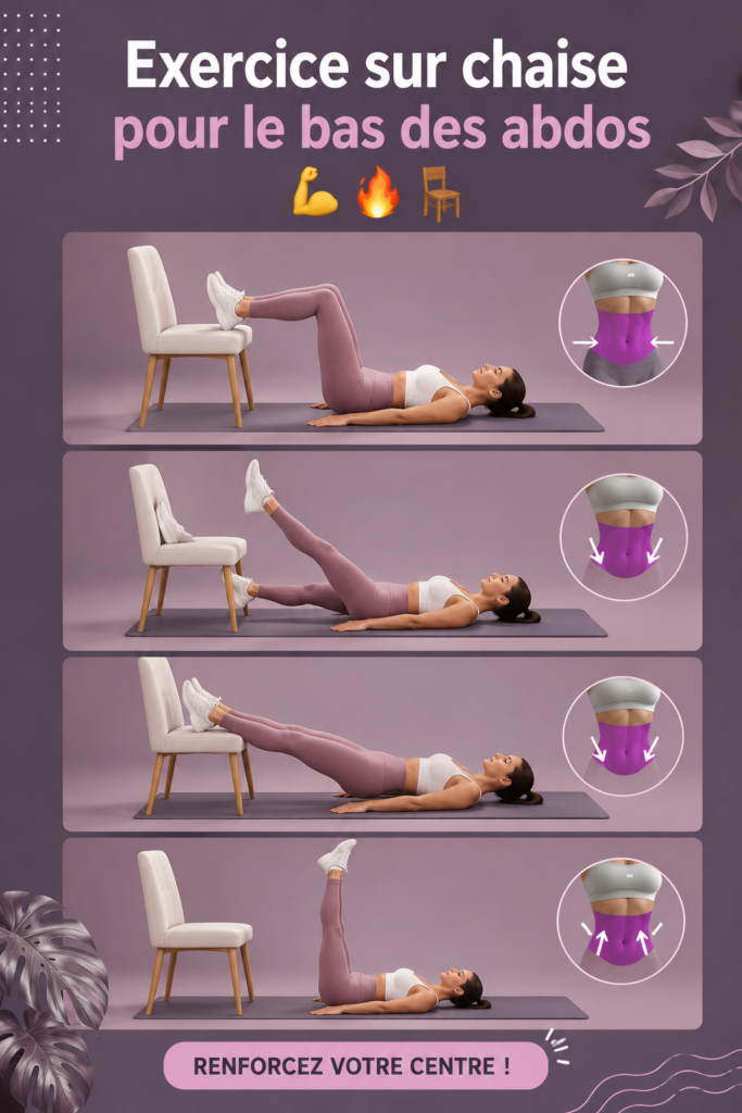 Femme effectuant des exercices d'abdos inférieurs assise sur une chaise