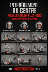 Femme effectuant un exercice de renforcement du core dans un cadre chaleureux et accueillant.