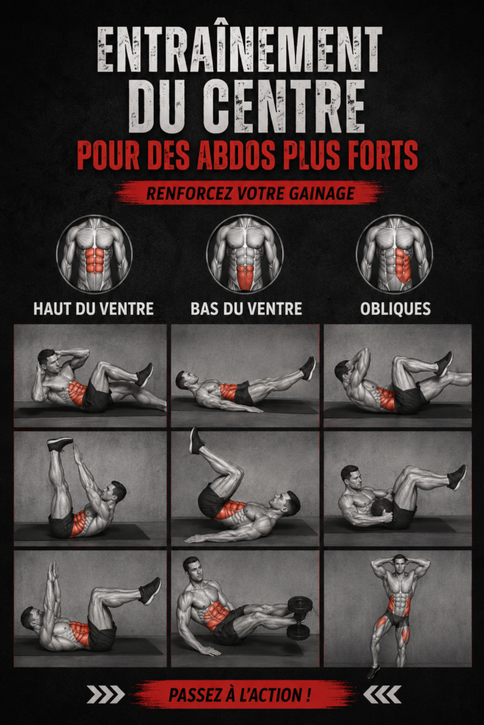 Femme effectuant un exercice de renforcement du core dans un cadre chaleureux et accueillant.