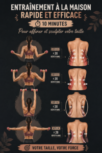 Femme effectuant un entraînement à domicile pour affiner sa taille