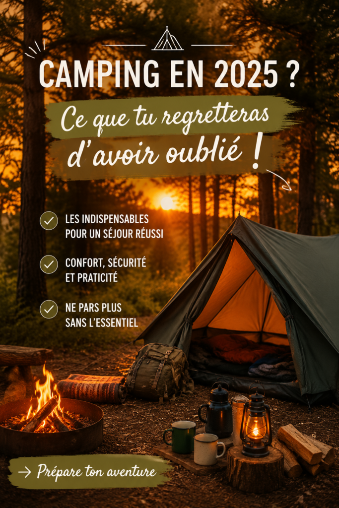 Femme préparant des accessoires de camping devant une tente