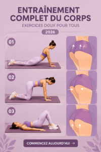Femme en train de faire des exercices doux pour le corps dans un environnement serein.