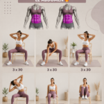 Femme faisant des exercices de core assis sur une chaise, souriante et concentrée.