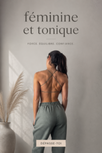 Femme s'entraînant dans un cadre féminin, illustrant l'harmonie entre sport et élégance.