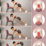 Une femme faisant des exercices de fitness à l'extérieur, souriante et motivée.