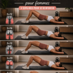 Une femme effectuant un entraînement à domicile avec des poids légers.