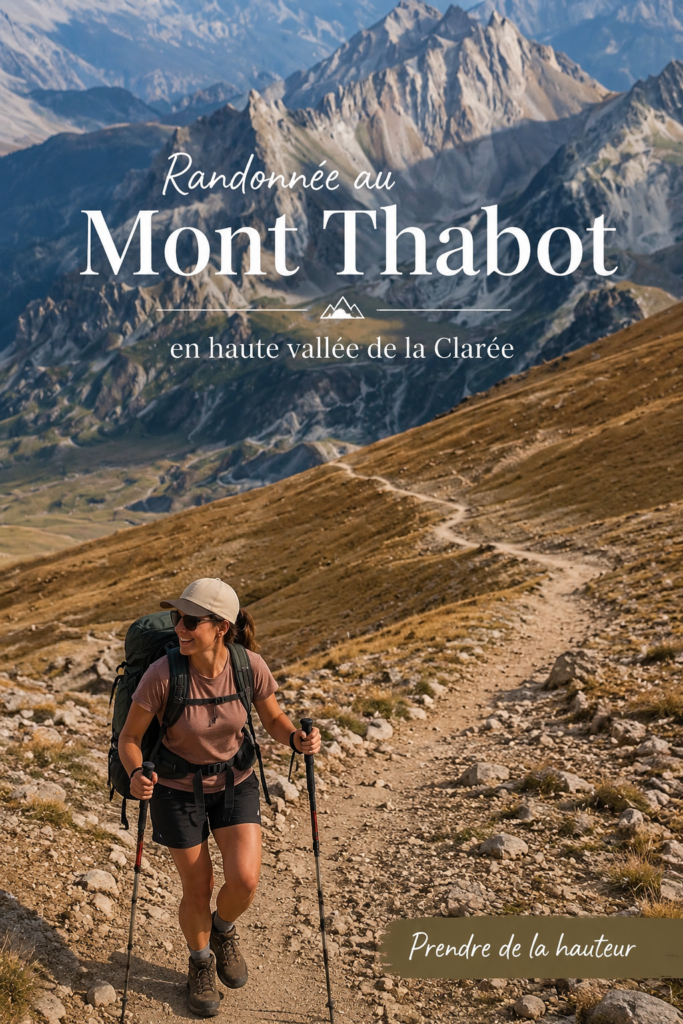 Randonnée au Mont Thabot, vallée de la Clarée, avec des paysages majestueux en arrière-plan.