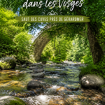 Randonnée au Saut des Cuves dans les Vosges, montrant des montagnes verdoyantes et un paysage naturel magnifique.