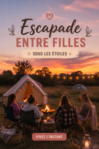 Groupe de filles profitant d'un séjour camping en pleine nature
