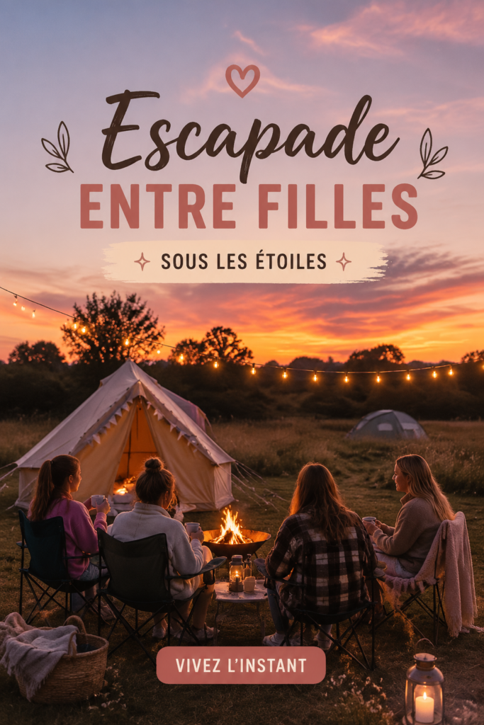 Groupe de filles profitant d'un séjour camping en pleine nature