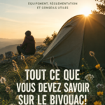 Un bivouac paisible sous les étoiles avec une tente et un feu de camp.