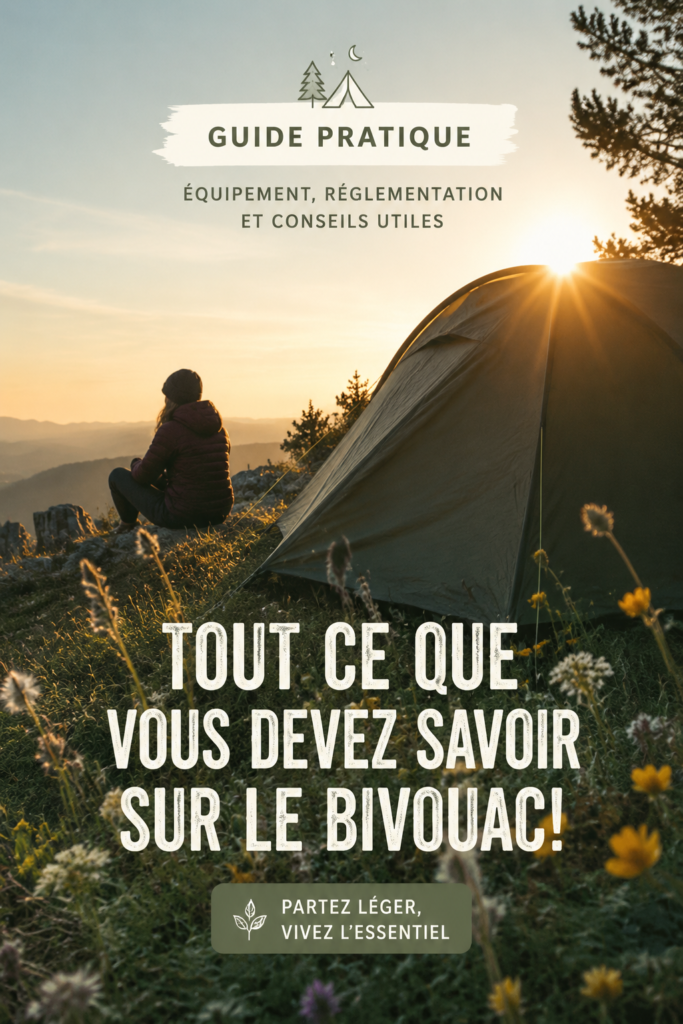 Un bivouac paisible sous les étoiles avec une tente et un feu de camp.