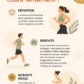Femme courant lentement dans un parc, profitant du moment