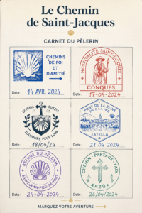 Pèlerins marchant le long du Camino de Santiago à travers des paysages pittoresques