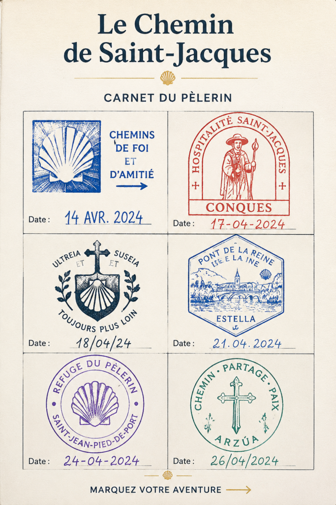 Pèlerins marchant le long du Camino de Santiago à travers des paysages pittoresques