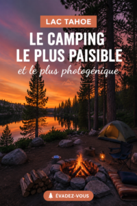 Vue panoramique d'un lac avec des montagnes, parfait pour le camping à Lake Tahoe