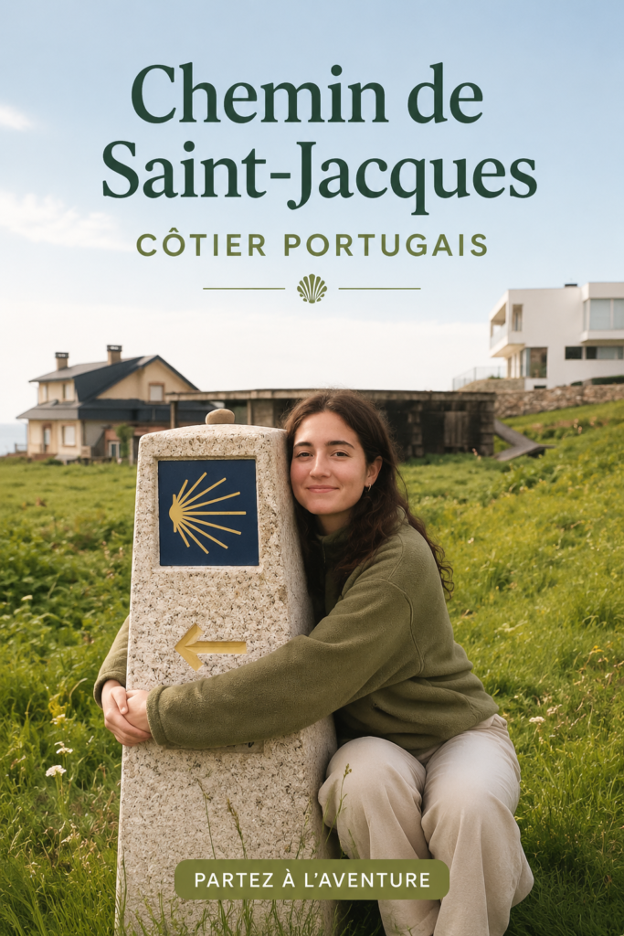 Paysage magnifique du chemin côtier de Santiago au Portugal avec des vagues.