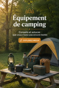 Une tente de camping installée dans un cadre naturel magnifique, symbolisant l'indispensable du camping.