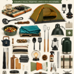 Équipement de camping bien organisé pour un week-end mémorable en pleine nature.