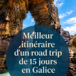Un paysage côtier de la Galice avec des falaises et l'océan au loin