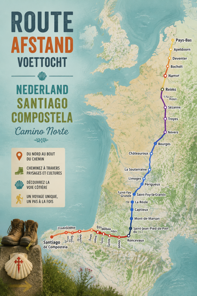 Couverture du Camino Norte en Espagne, montrant un sentier avec des paysages naturels.