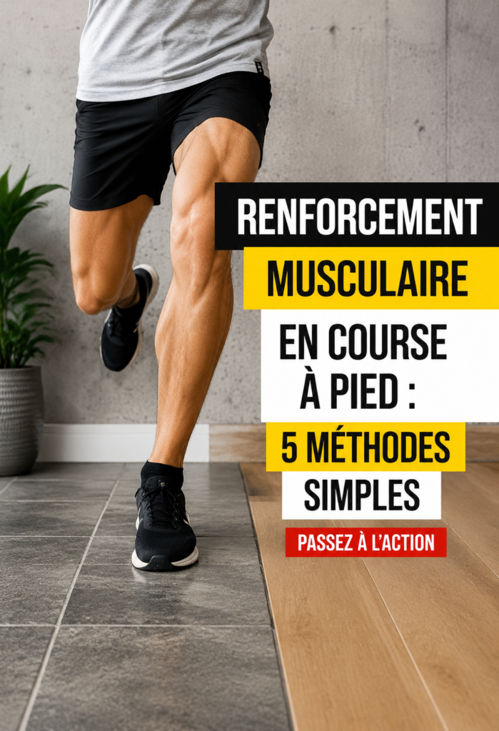 Femme courant dans un parc avec un sourire, illustrant l'idée de renforcement musculaire en course.