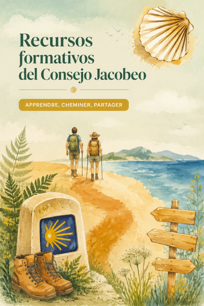 Exemple de ressources de formation du Conseil Jacobeo, affichant des modules et manuels d'apprentissage.